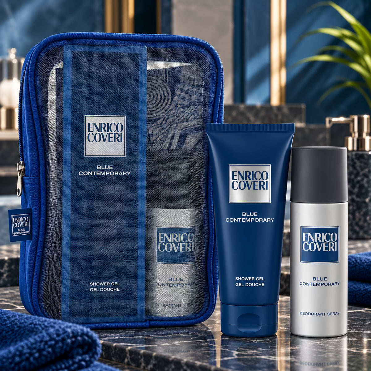 ENRICO COVERI BLUE CONTEMPORARY FOR HIM GEL DOCCIA 300ML+DEO SPRAY 150ML