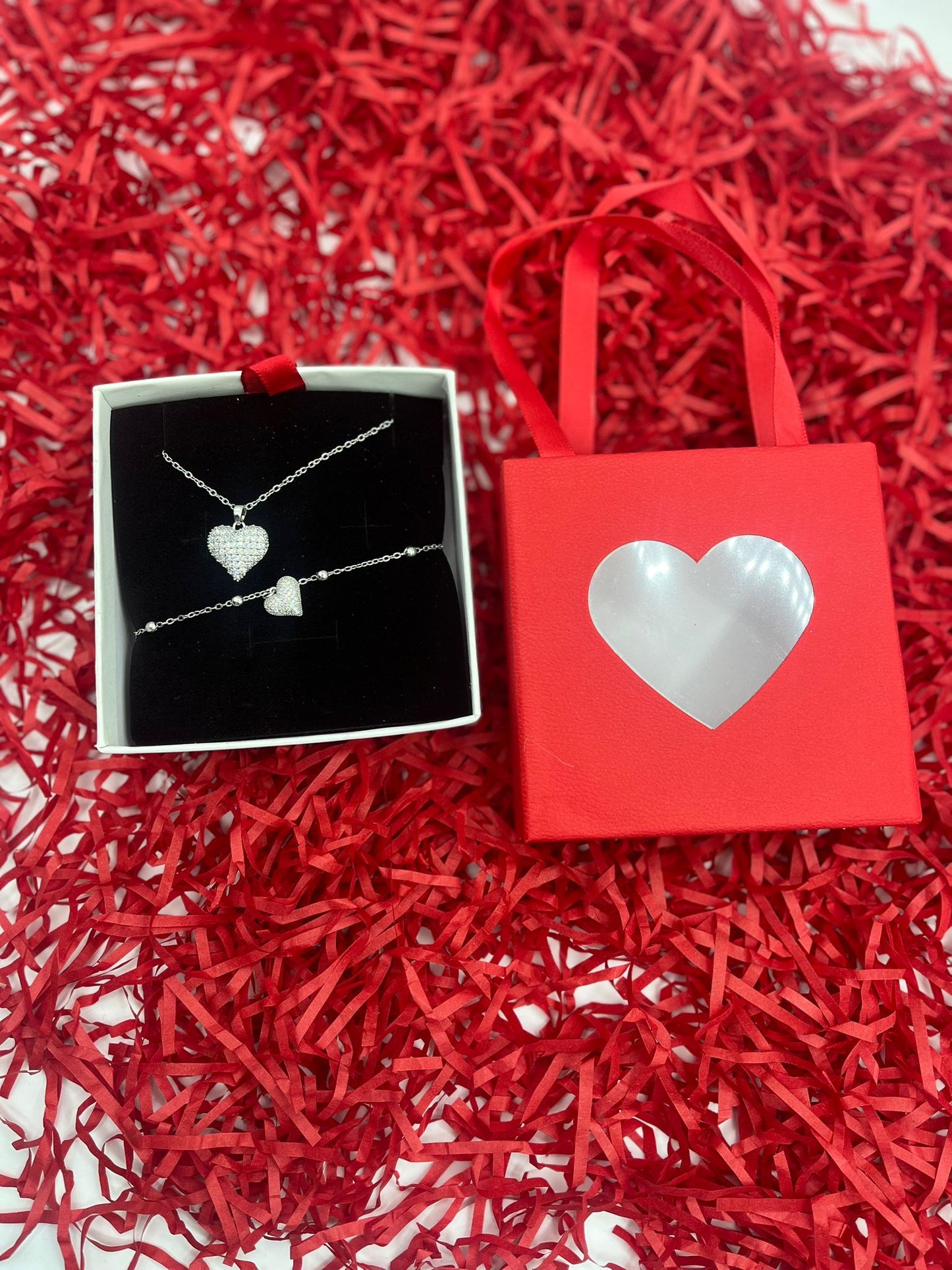 SET COLLANA E BRACCIALE CUORE STRASS