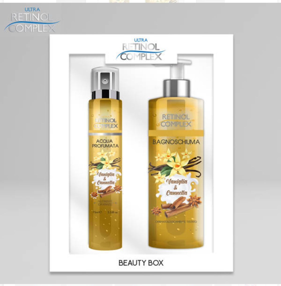 RETINOL COMPLEX BEAUTY BOX BAGNOSCHIUMA 500ML+ACQUA PROFUMATA 75ML VARIE FRAGRANZE