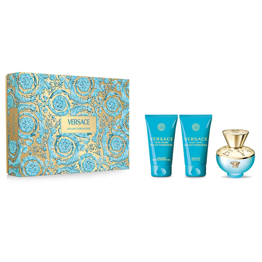 VERSACE DYLAN TURQUOISE POUR FEMME CONFEZIONE GEL DOCCIA 50ML GEL CORPO 50ML PROFUMO EDT 50ML