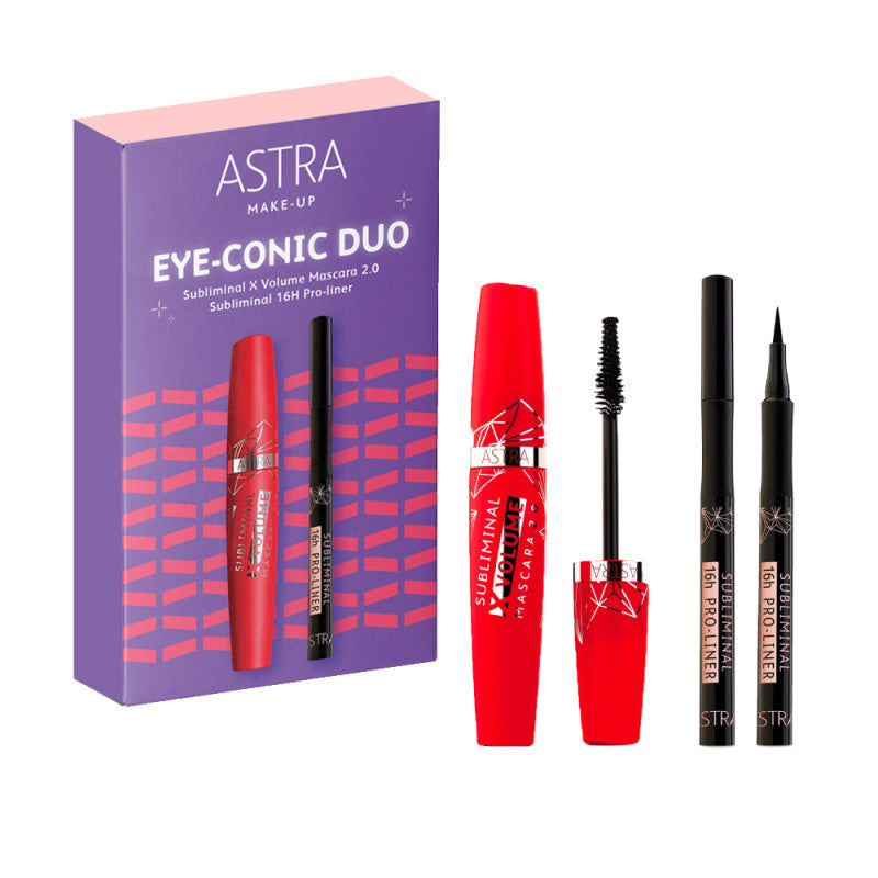 ASTRA SET EYE-CONIC DUO MASCARA 2.0 X VOLUME E PRO-LINER 16H