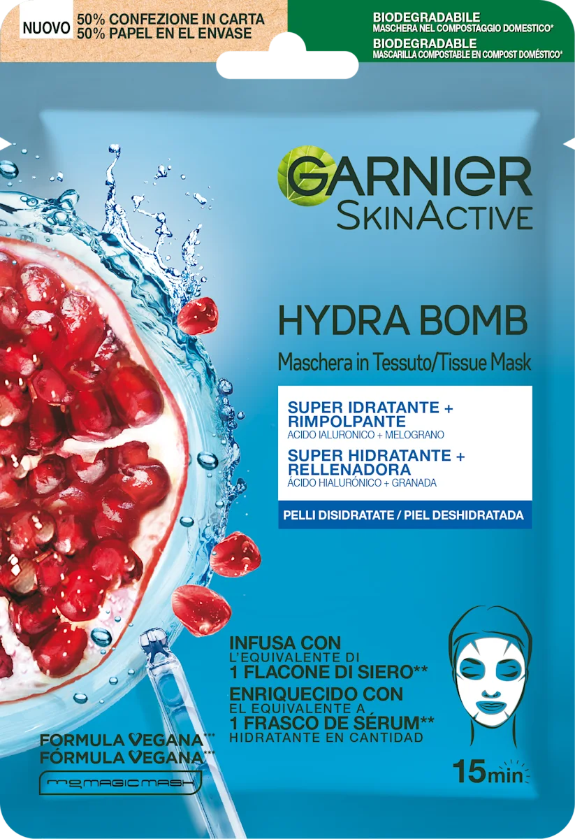 GARNIER SKIN ACTIVE MASCHERA CON ACIDO IALURONICO E MELOGRANO