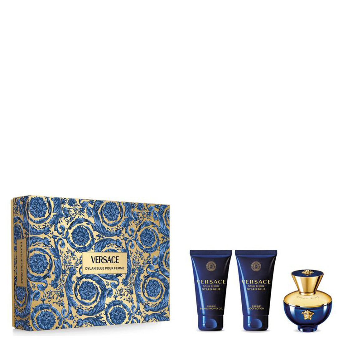 VERSACE DYLAN BLUE POUR FEMME CONFEZIONE GEL DOCCIA 50ML LOZIONE CORPO 50M PROFUMO 50ML