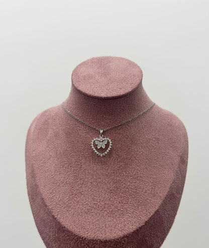 COLLANA SILVER CUORE CON FARFALLA