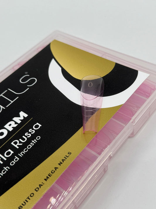 MEGA NAILS DUAL FORM MANDORLA RUSSA CON FRENCH AD INCASTRO 150PZ