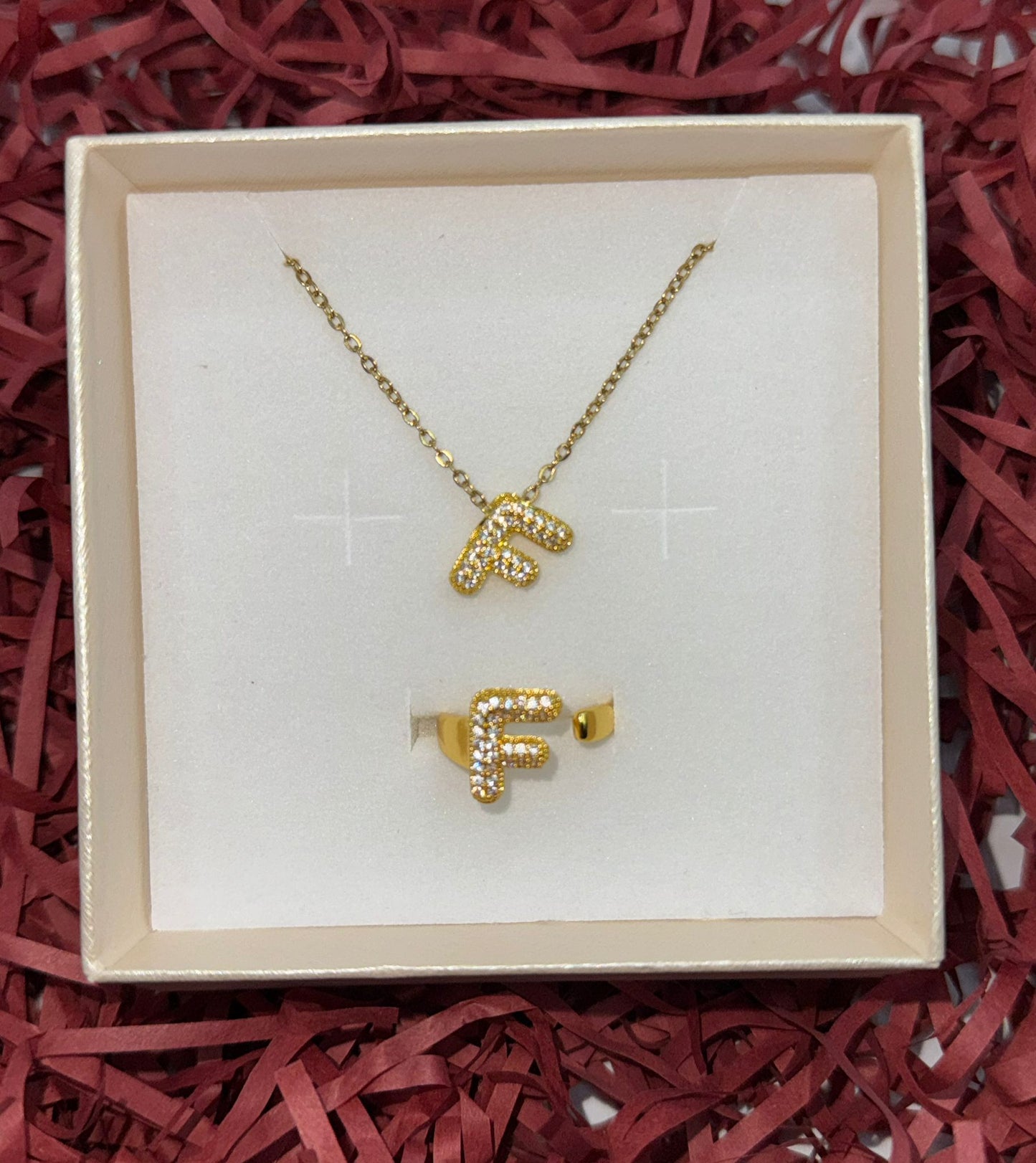 SET COLLANA E ANELLO IN ORO CON L'INIZIALE