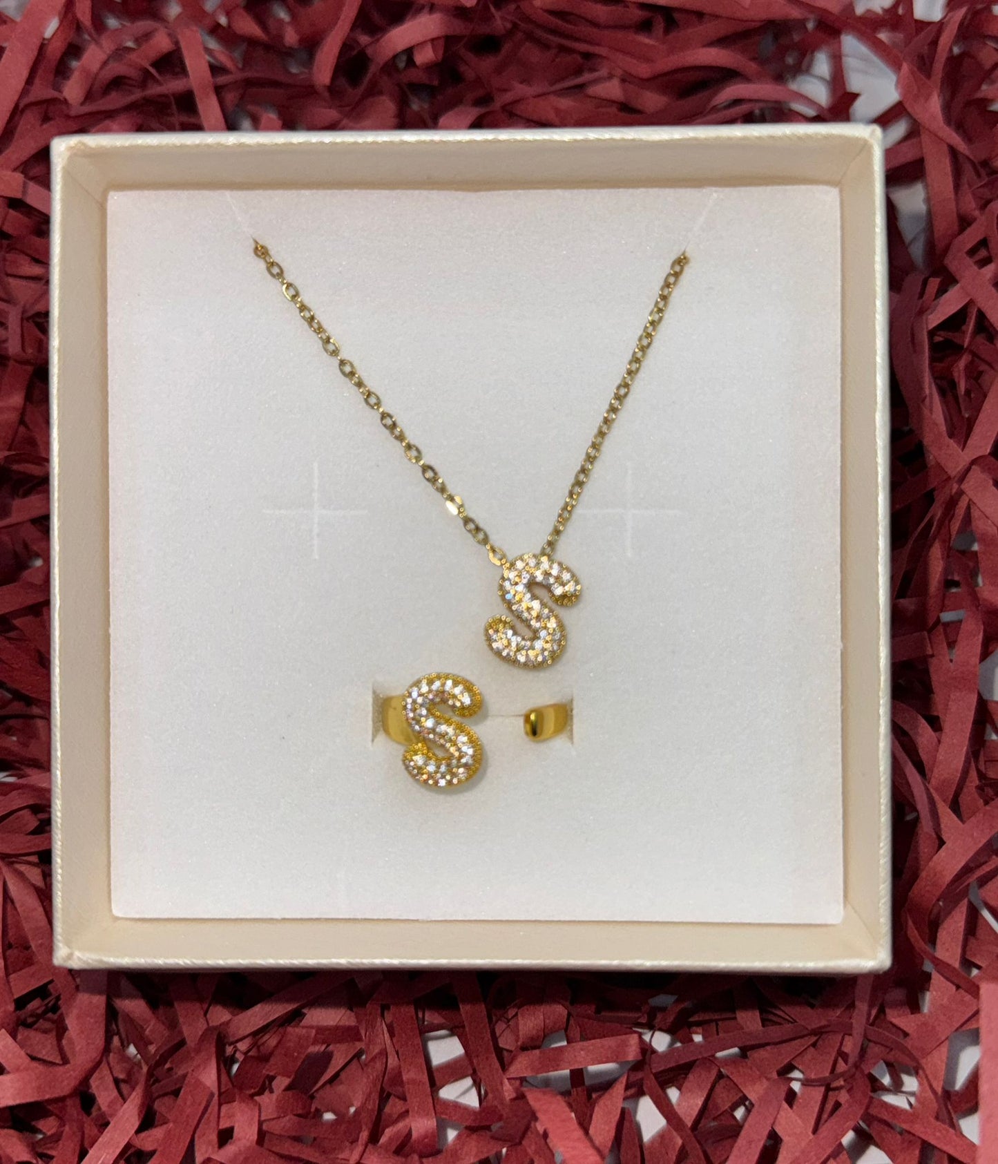 SET COLLANA E ANELLO IN ORO CON L'INIZIALE