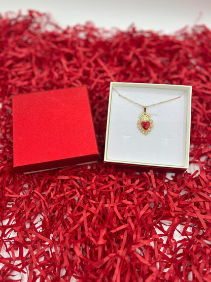 COLLANA CUORE SACRO CON STRASS