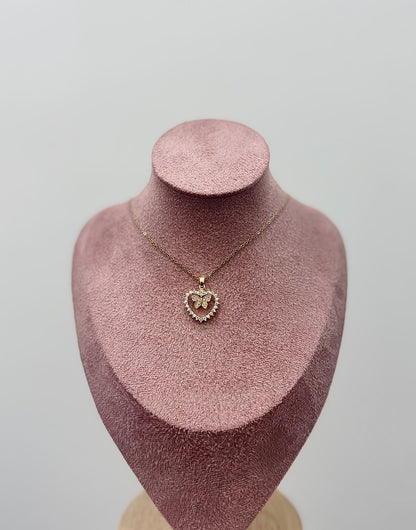 COLLANA GOLD CUORE CON FARFALLA