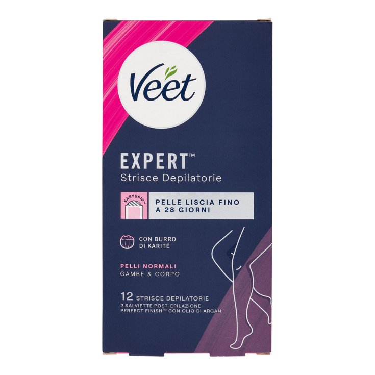 VEET EXPERT STRISCE DEPILATORIE GAMBE E CORPO CON BURRO DI KARITE' 12PZ