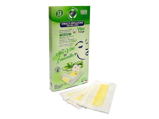 SETABLU 12 STRISCE DEPILATORIE VISO CON ALOE VERA E CAMOMILLA