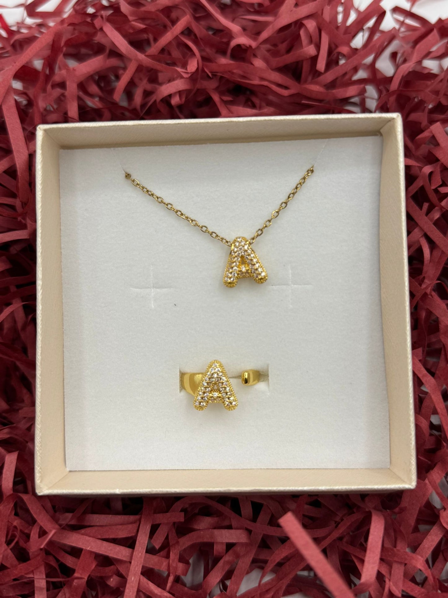 SET COLLANA E ANELLO IN ORO CON L'INIZIALE