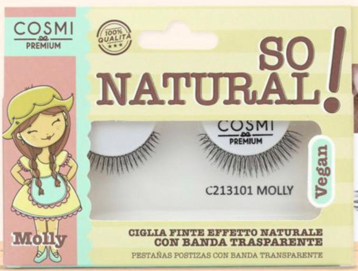 COSMI CIGLIA FINTE MOLLY VEGAN EFFETTO NATURALE CON BANDA TRASPARENTE
