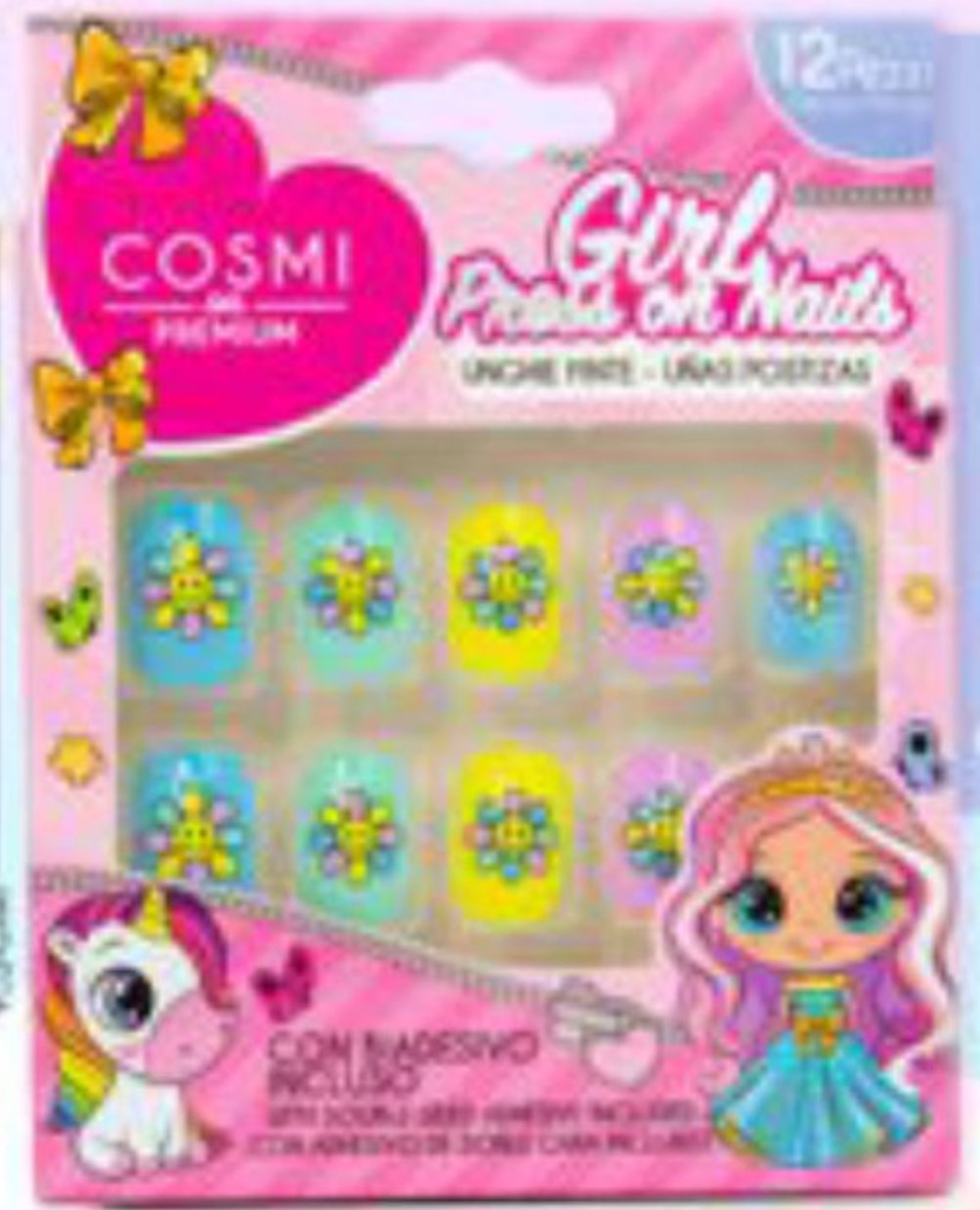 COSMI UNGHIE FINTE GIRL PRESS ON NAILS CON BIADESIVO 12PZ