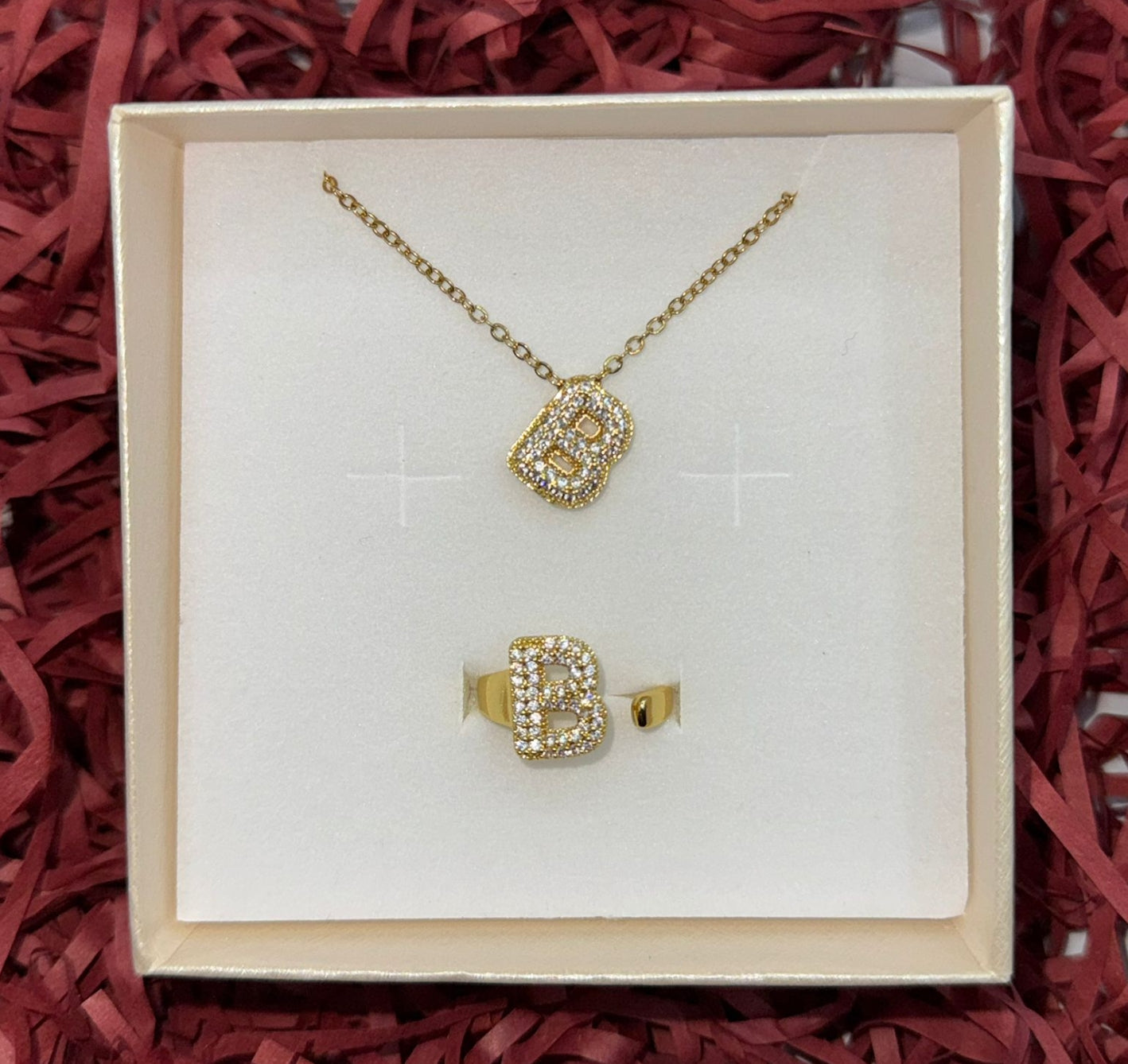 SET COLLANA E ANELLO IN ORO CON L'INIZIALE