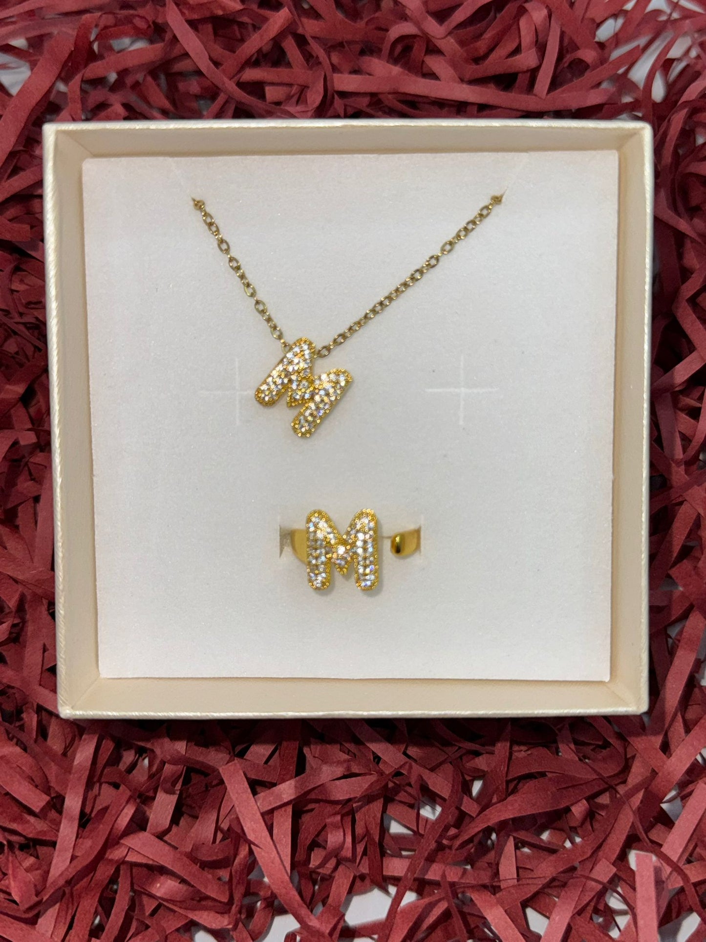 SET COLLANA E ANELLO IN ORO CON L'INIZIALE