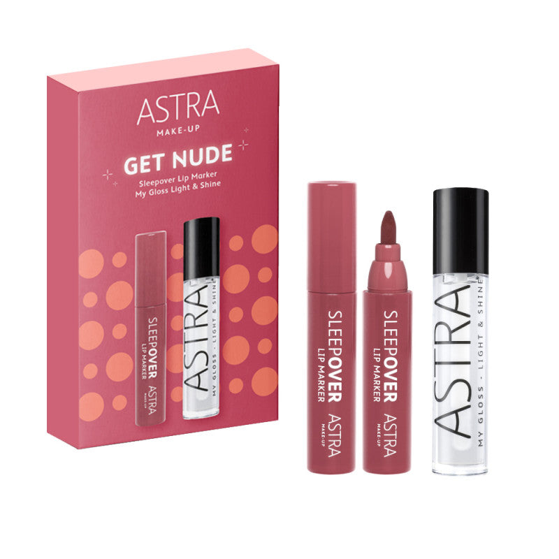 ASTRA SET GET NUDE SLEEPOVERR LIP MARKER MY GLOSS LIGHT&SHINE