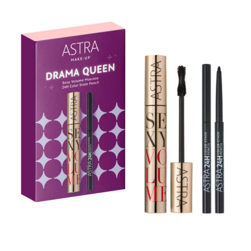 ASTRA SET DRAMA QUEEN SEXY VOLUME MASCARA 24H COLOR-STAIN PENCIL