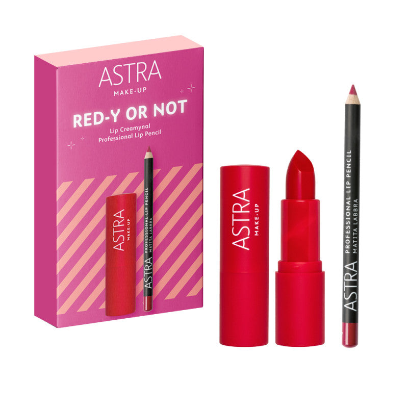 ASTRA SET RED-Y OR NOT LIP CREAMYNAL E PROFESSIONAL LIP PENCIL