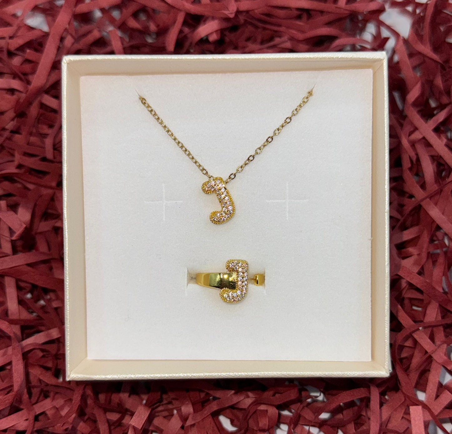 SET COLLANA E ANELLO IN ORO CON L'INIZIALE