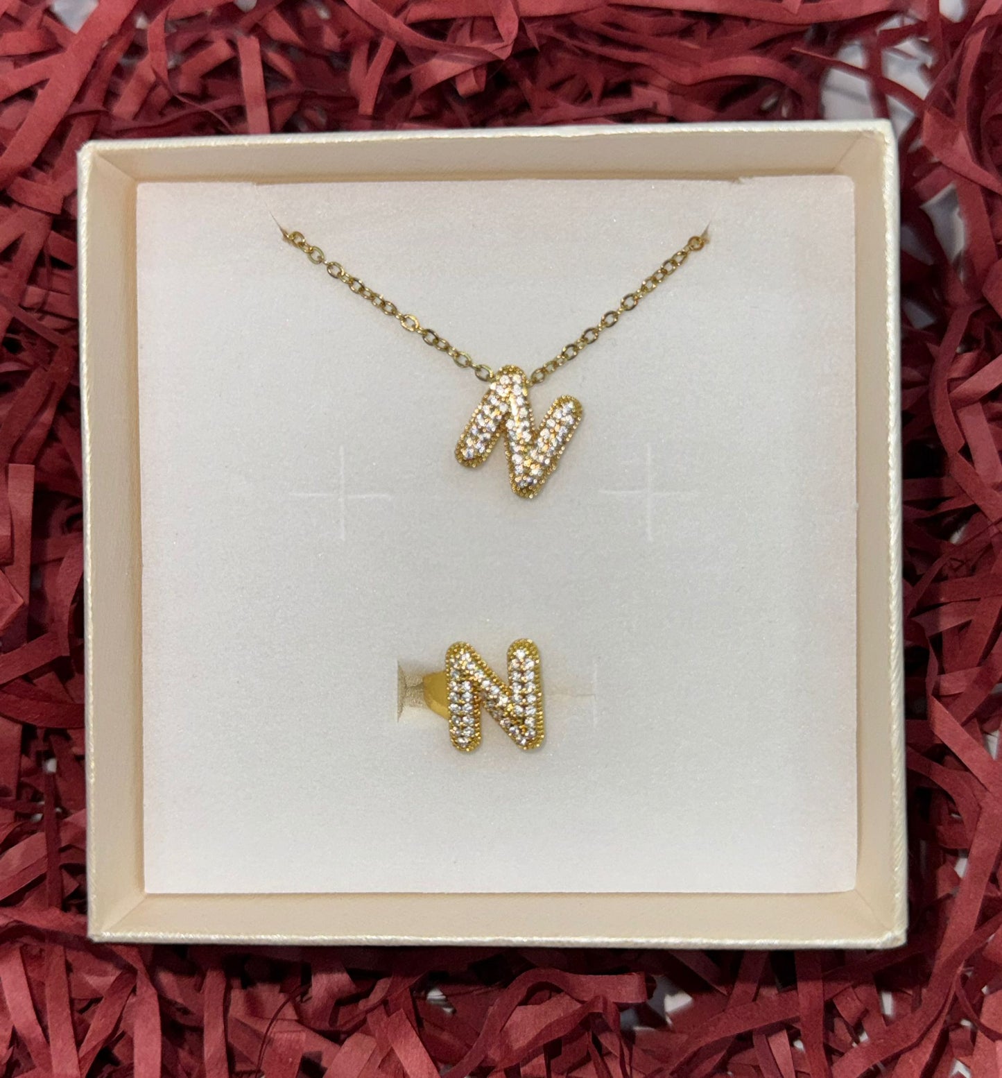 SET COLLANA E ANELLO IN ORO CON L'INIZIALE