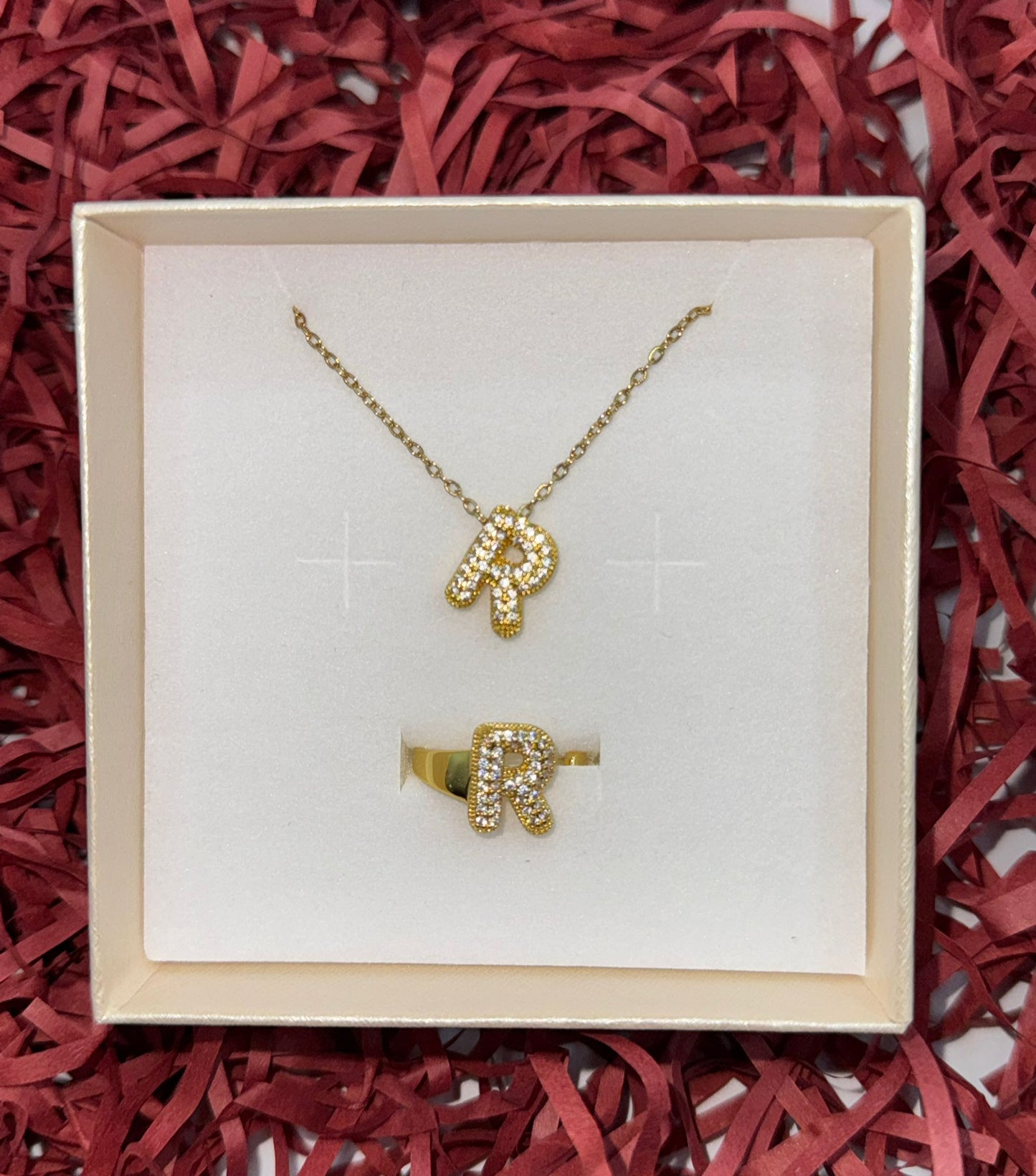 SET COLLANA E ANELLO IN ORO CON L'INIZIALE