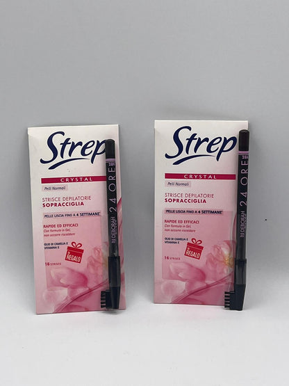 STREP HAIR REMOVAL STRIPS WITH EYEBROW PENCIL