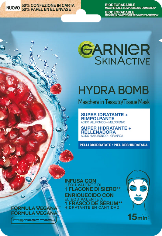 GARNIER SKIN ACTIVE MASCHERA CON ACIDO IALURONICO E MELOGRANO