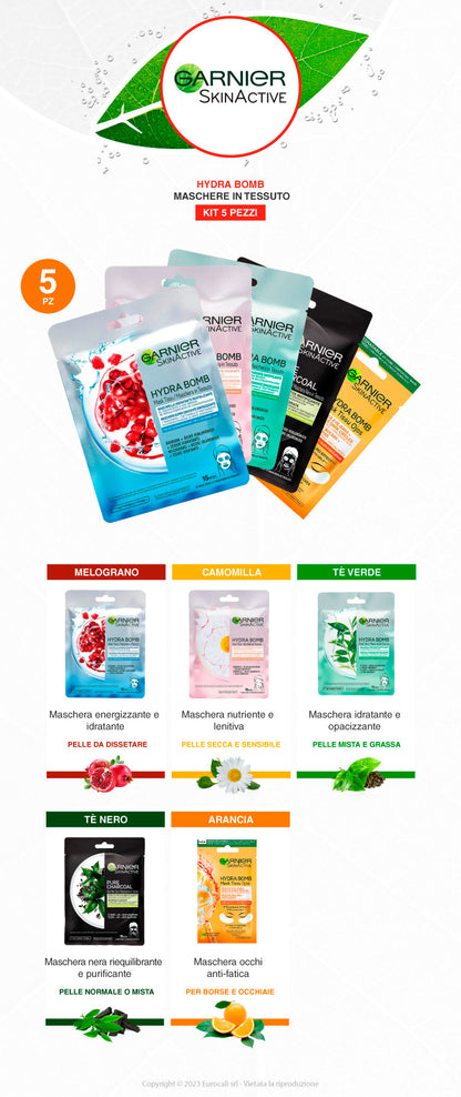 GARNIER COFANETTO DI NATALE CON 5 MASCHERE IN TESSUTO